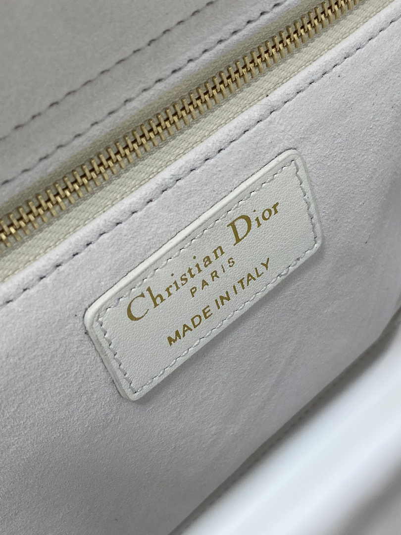 Medium Lady Dior Bag M0565 White Cannage Calfskin - Default Title - View 7