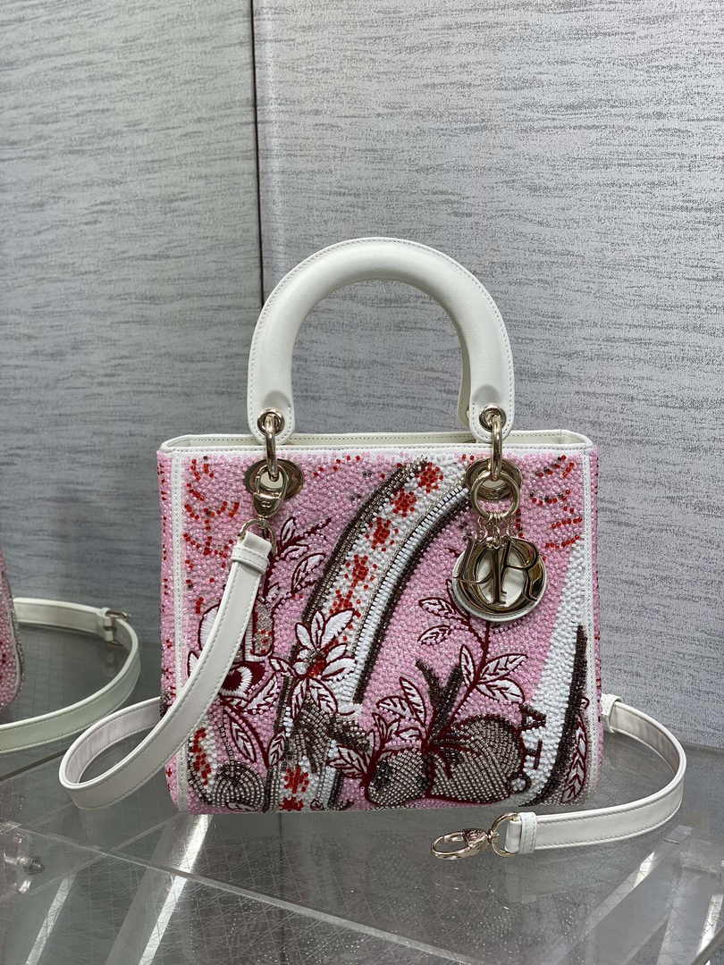 Medium Lady Dior Bag M0565 Pink Cannage Calfskin - Default Title - View 2