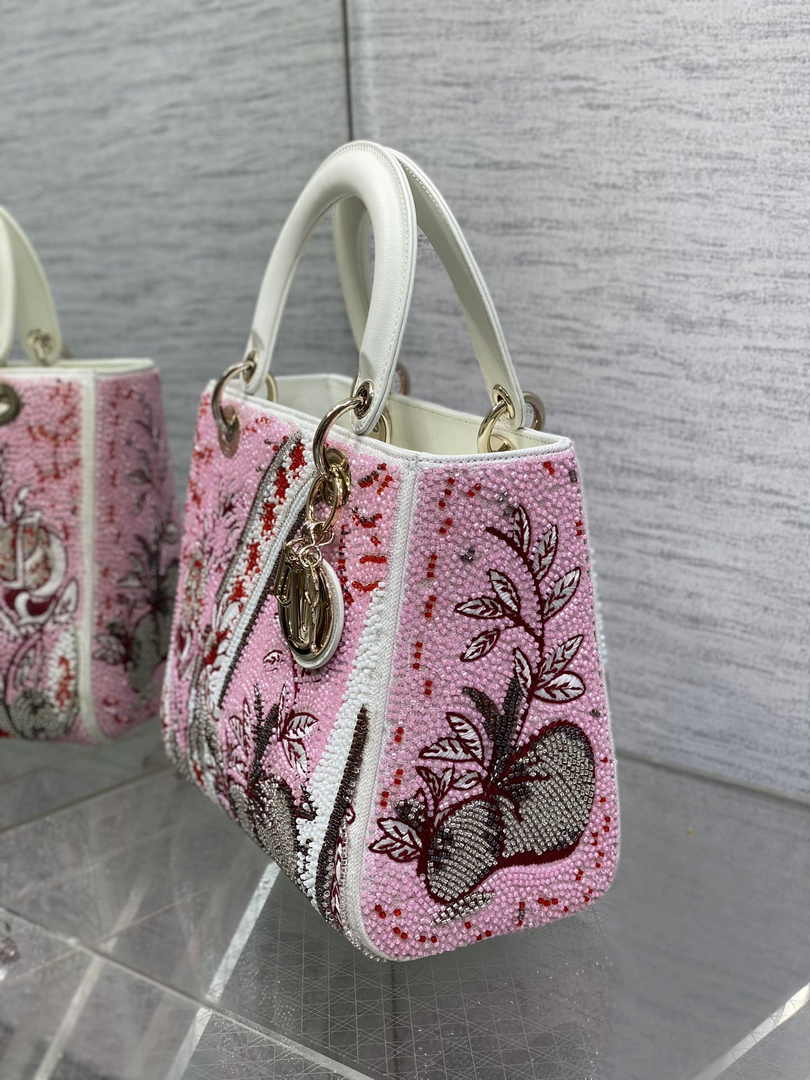 Medium Lady Dior Bag M0565 Pink Cannage Calfskin - Default Title - View 4