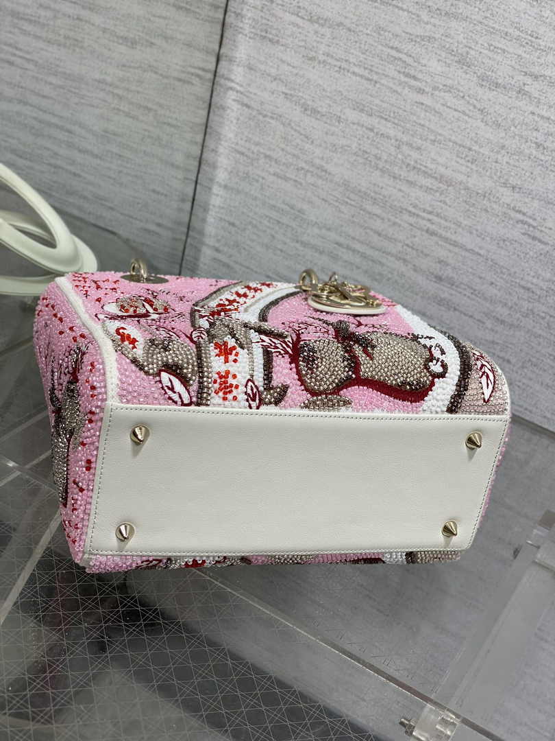 Medium Lady Dior Bag M0565 Pink Cannage Calfskin - Default Title - View 5
