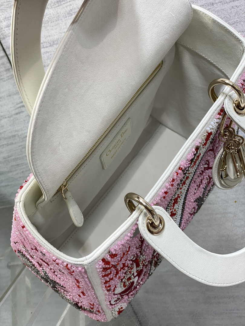 Medium Lady Dior Bag M0565 Pink Cannage Calfskin - Default Title - View 6