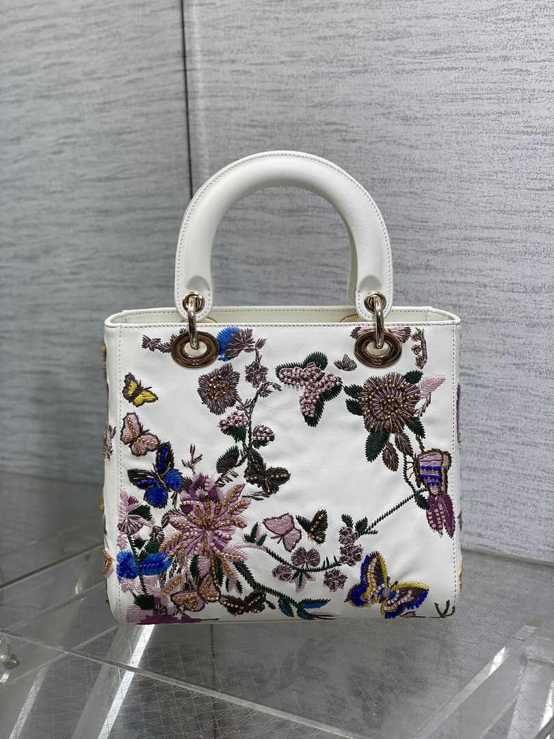 Medium Lady Dior Bag M0565 White Cannage Calfskin M62 - Default Title - View 5