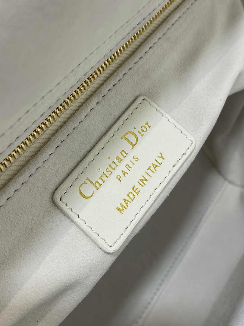 Medium Lady Dior Bag M0565 White Cannage Calfskin M62 - Default Title - View 9