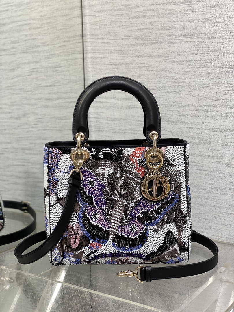 Medium Lady Dior Bag M0565 Black Cannage Calfskin - Default Title - View 2