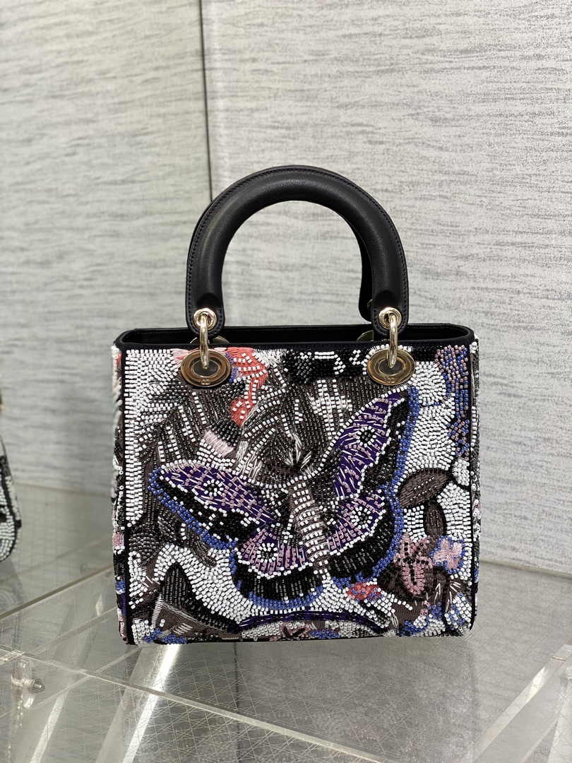 Medium Lady Dior Bag M0565 Black Cannage Calfskin - Default Title - View 3