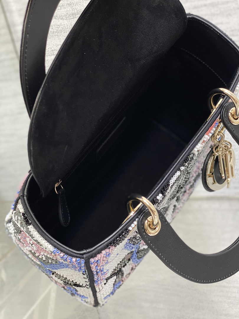 Medium Lady Dior Bag M0565 Black Cannage Calfskin - Default Title - View 6