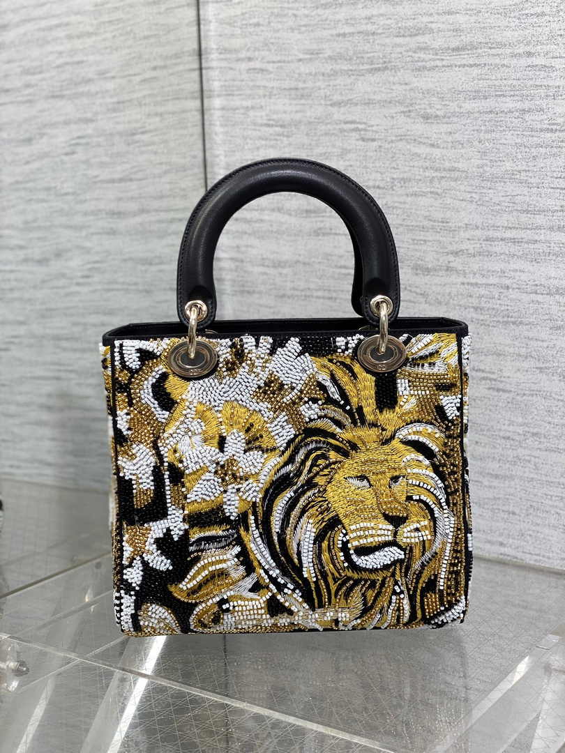 Medium Lady Dior Bag M0565 Black Cannage Calfskin M60 - Default Title - View 3