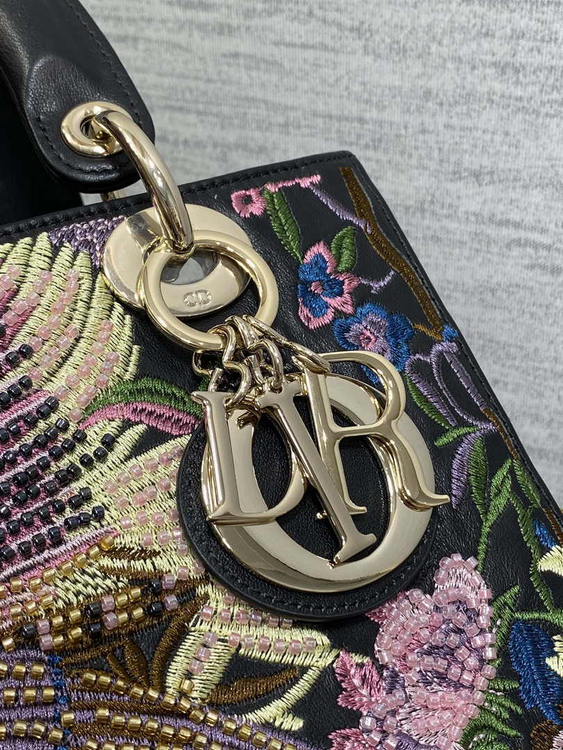 Medium Lady Dior Bag M0565 Black Cannage Calfskin M61 - Default Title - View 9
