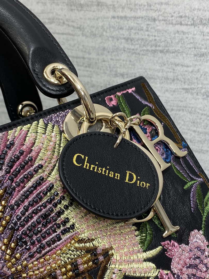 Medium Lady Dior Bag M0565 Black Cannage Calfskin M61 - Default Title - View 8