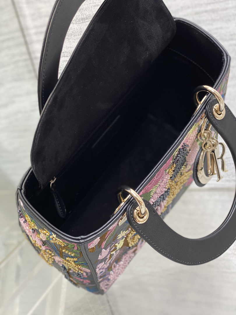 Medium Lady Dior Bag M0565 Black Cannage Calfskin M61 - Default Title - View 6