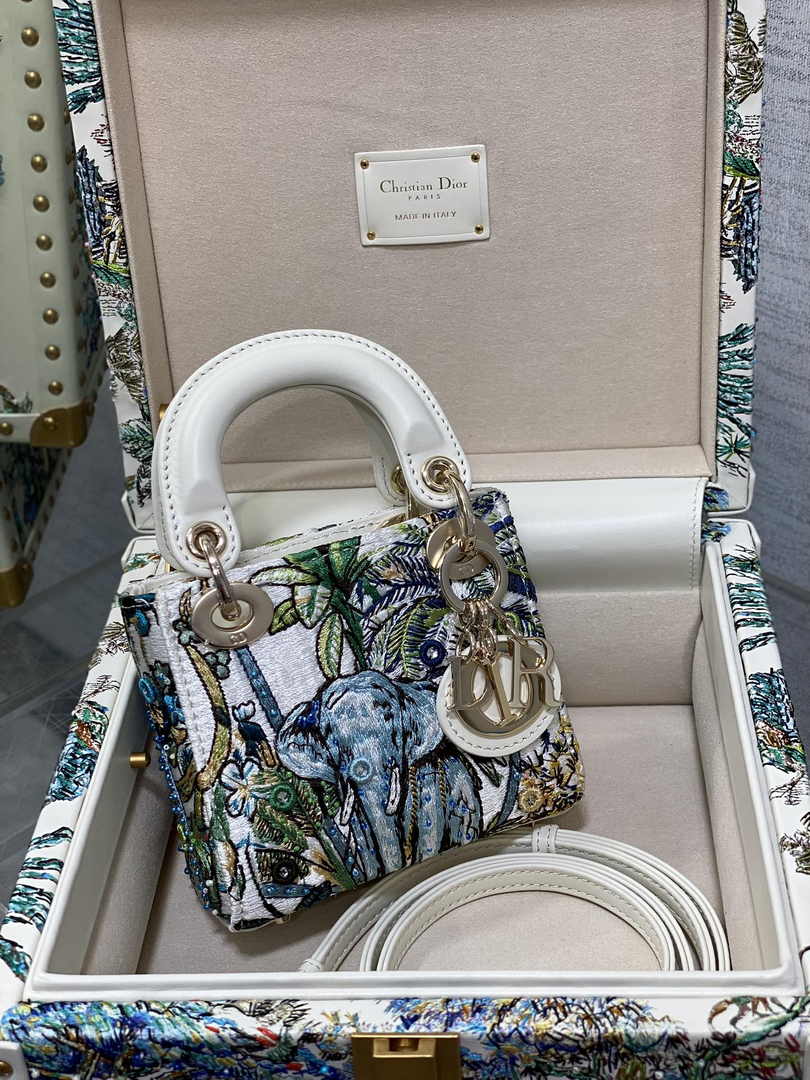 Micro Lady Dior Bag S0856 White Lambskin M55 - Default Title - View 12