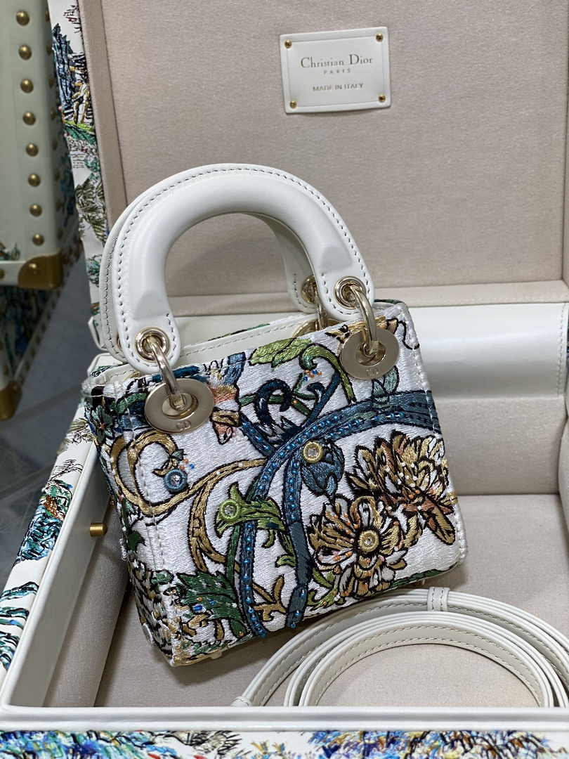Micro Lady Dior Bag S0856 White Lambskin M55 - Default Title - View 13