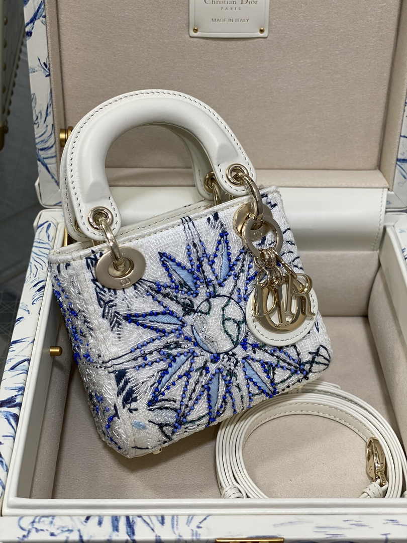 Micro Lady Dior Bag S0856 White Lambskin M55 - Default Title - View 12
