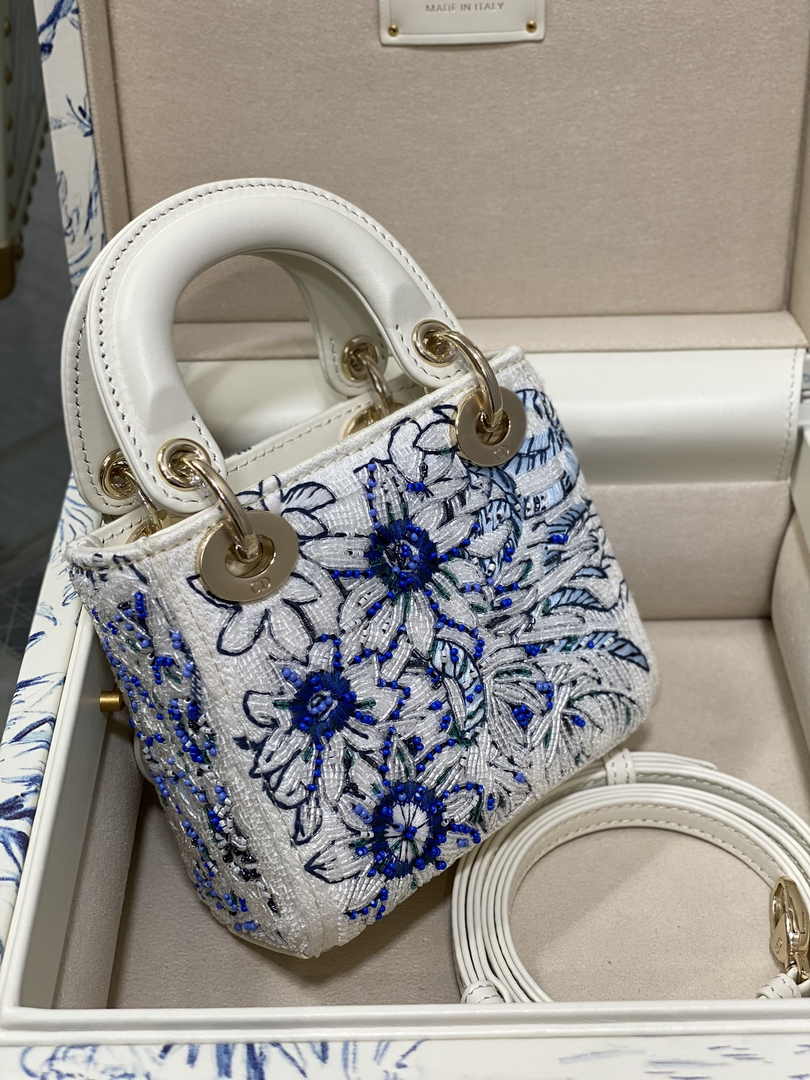 Micro Lady Dior Bag S0856 White Lambskin M55 - Default Title - View 14