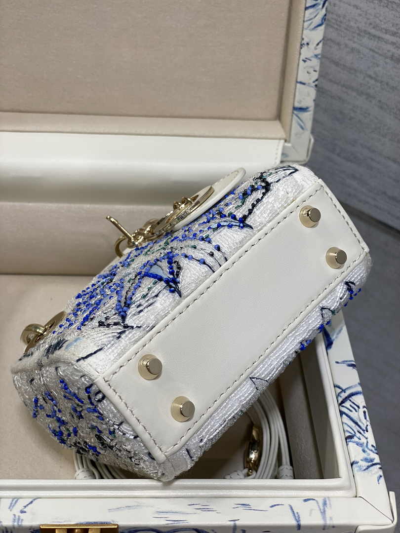Micro Lady Dior Bag S0856 White Lambskin M55 - Default Title - View 16