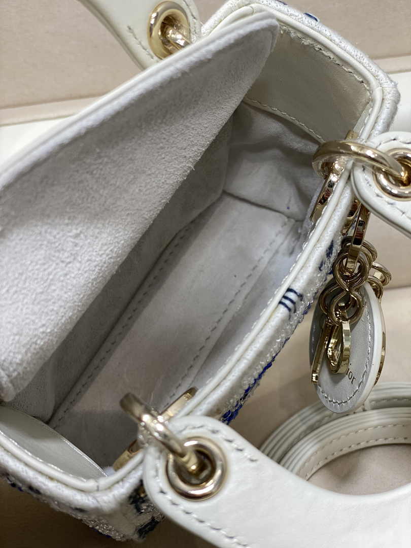 Micro Lady Dior Bag S0856 White Lambskin M55 - Default Title - View 18