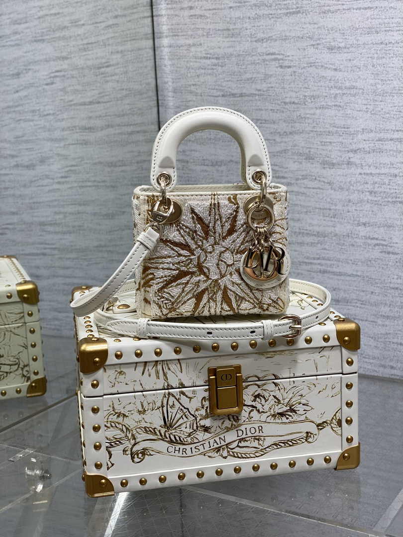Micro Lady Dior Bag S0856 White Lambskin M54 - Default Title - View 1