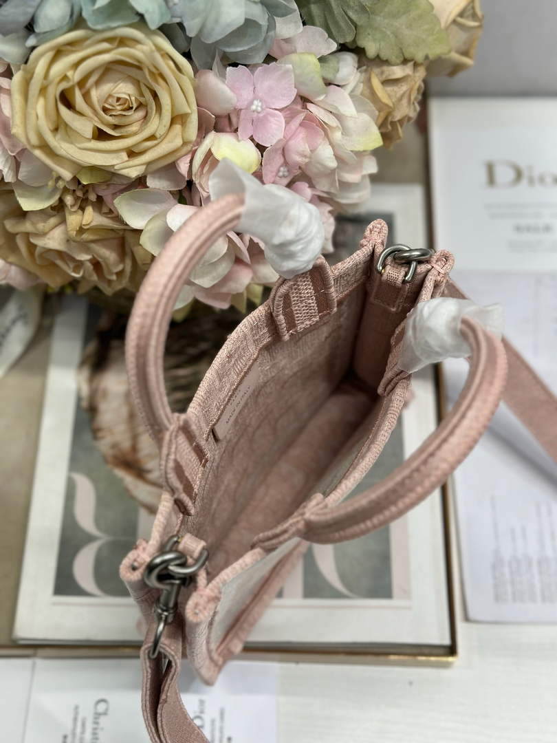 Dioramour Mini Dior Book Tote – Soupir Pink Oblique / White Lace - S5584