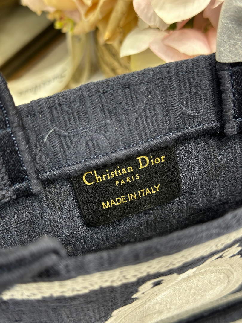 Dioramour Mini Dior Book Tote – Soupir Navy Oblique / White Lace - S5584