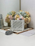 Mini Dior Book Tote – Gray Dior Oblique Embroidery & White Lace - S5584