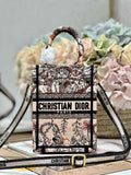 Mini Dior Book Tote Phone Bag S5555 Powder Pink Jardin Magique Embroidery