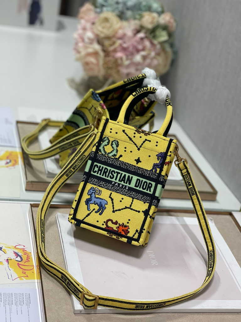 Mini Dior Book Tote Phone Bag S5555 Yellow Multicolor - Default Title - View 4