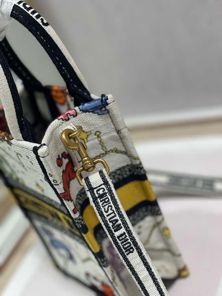 Mini Dior Book Tote Phone Bag S5555 White Multicolor
