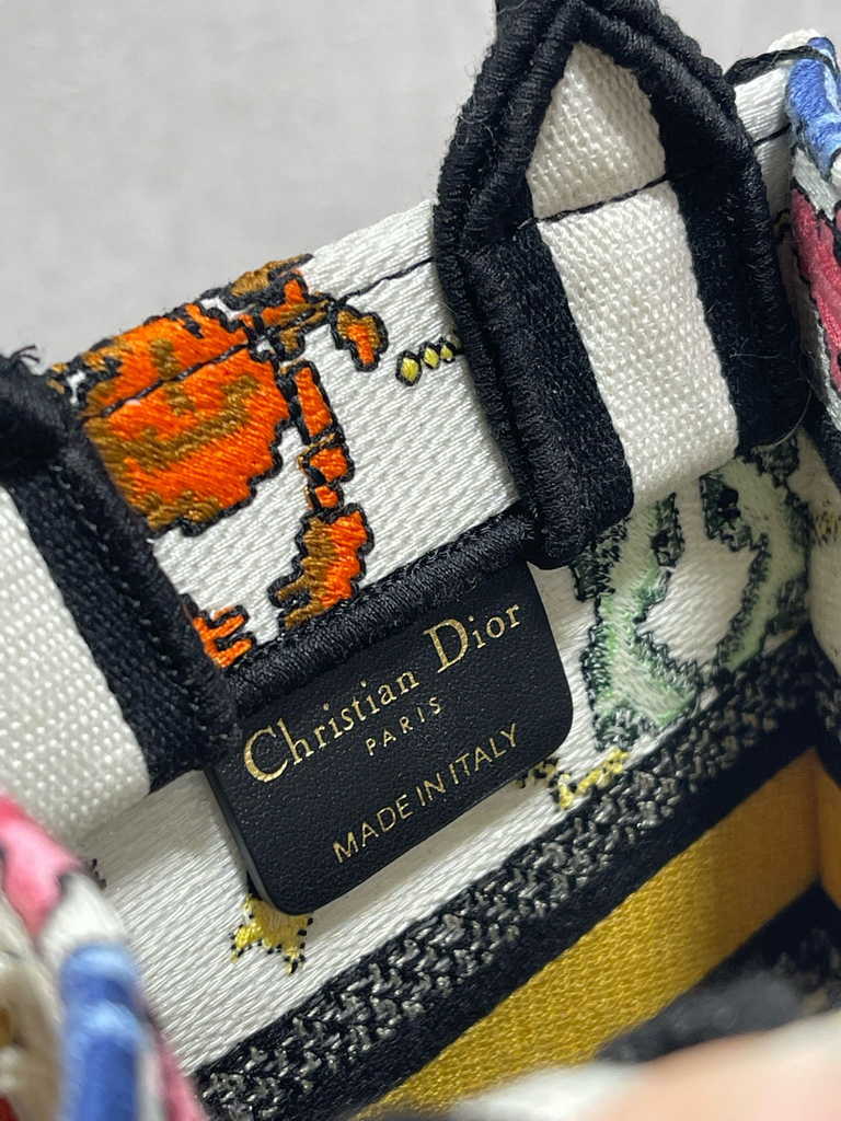 Mini Dior Book Tote Phone Bag S5555 White Multicolor