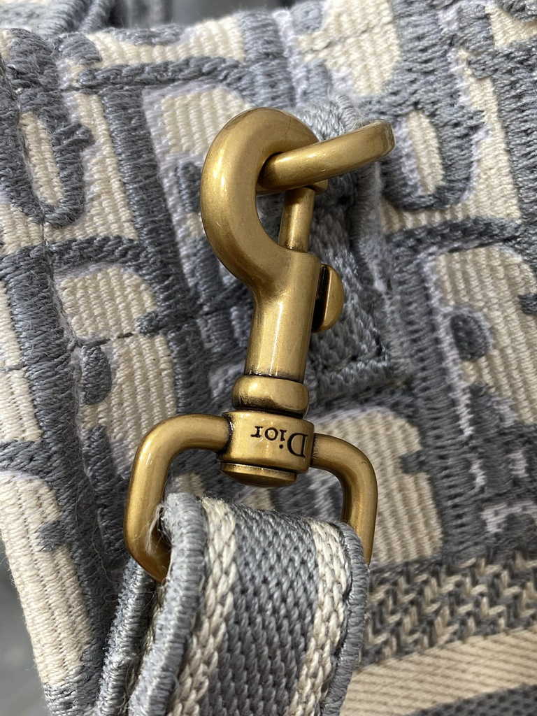Mini Dior Book Tote Phone Bag S5555 Gray Oblique Embroidery