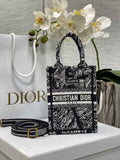 Mini Dior Book Tote Phone Bag S5555 Black Plan de Paris Embroidery