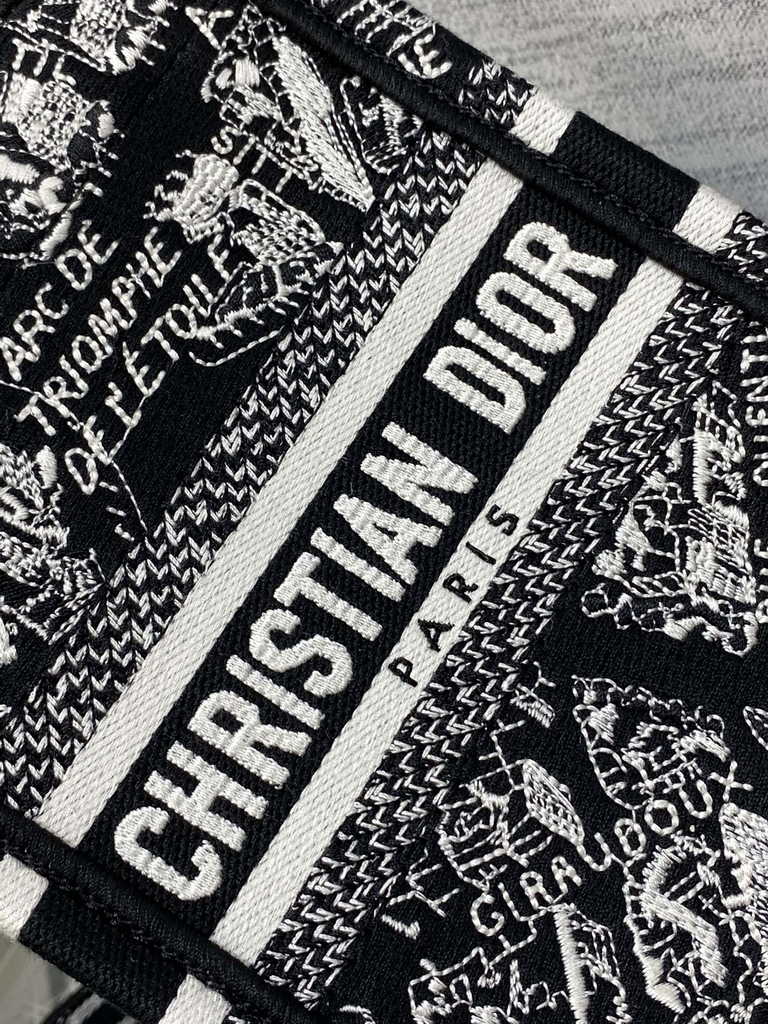 Mini Dior Book Tote Phone Bag S5555 Black Plan de Paris Embroidery