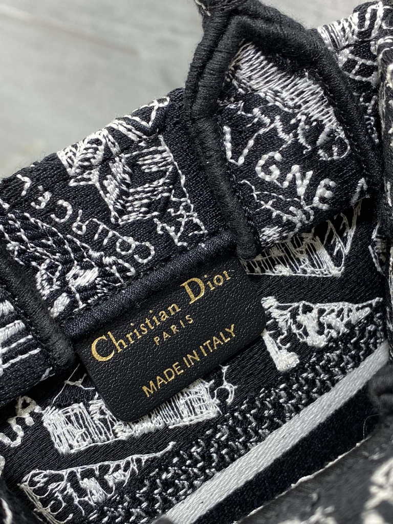 Mini Dior Book Tote Phone Bag S5555 Black Plan de Paris Embroidery
