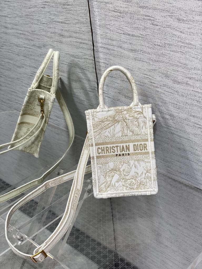 Mini Dior Book Tote Phone Bag S5555 Jardin d'Hiver Metallic Thread - Default Title - View 2