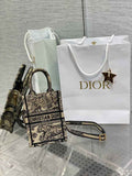 Mini Dior Book Tote Phone Bag S5555 Beige Toile de Jouy Reverse Embroidery