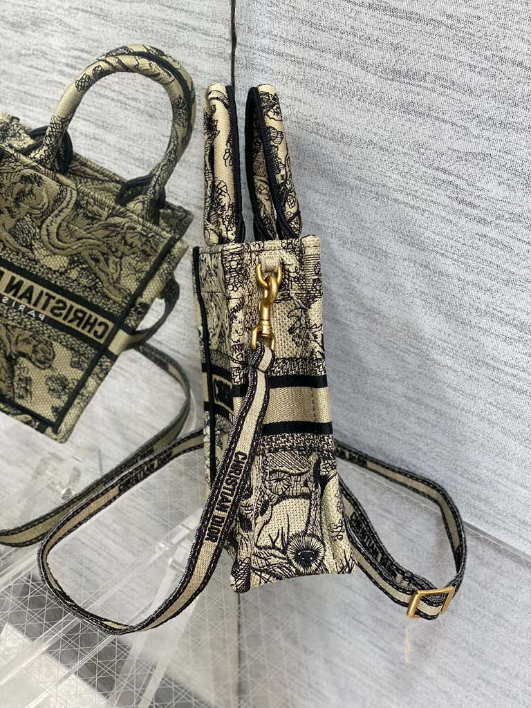 Mini Dior Book Tote Phone Bag S5555 Beige Toile de Jouy Reverse Embroidery