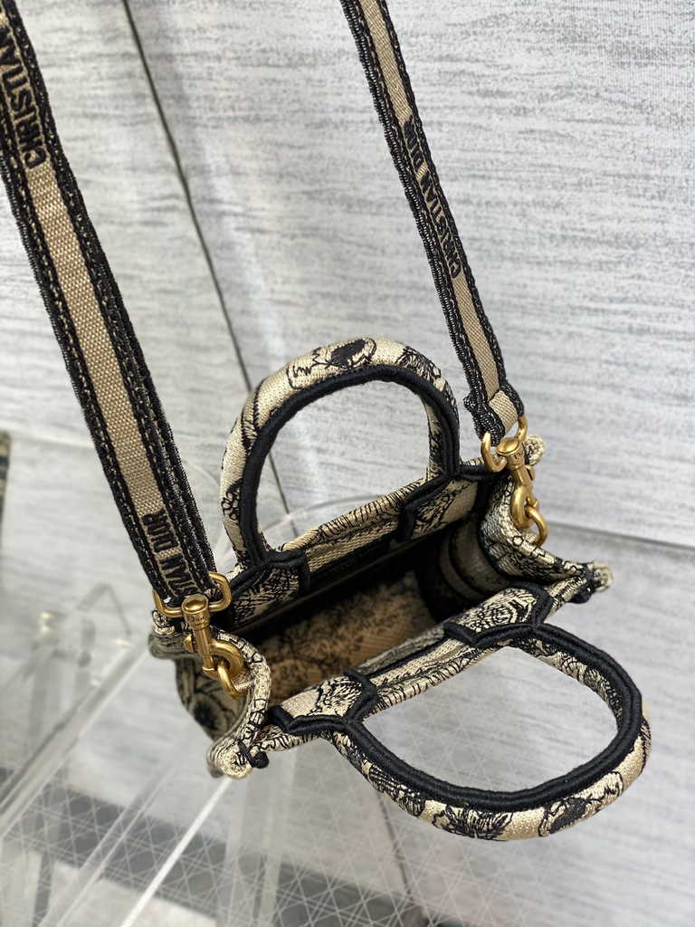 Mini Dior Book Tote Phone Bag S5555 Beige Toile de Jouy Reverse Embroidery