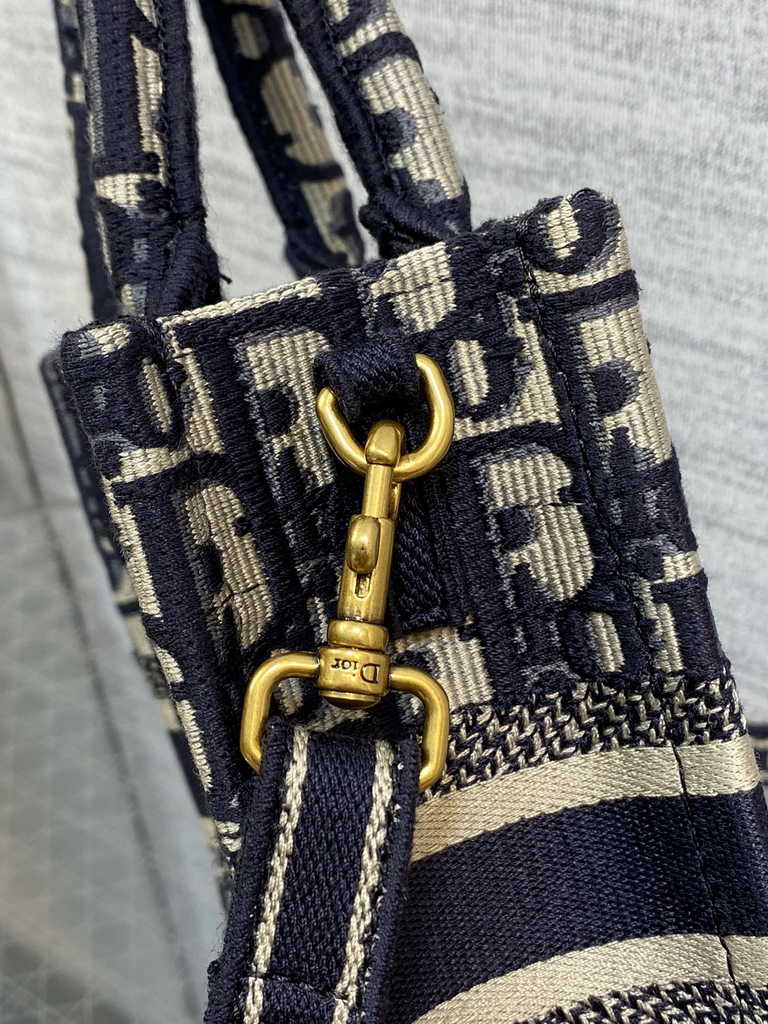 Mini Dior Book Tote Phone Bag S5555 Blue Oblique Embroidery