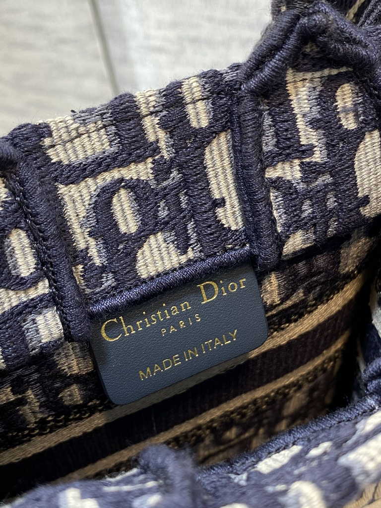 Mini Dior Book Tote Phone Bag S5555 Blue Oblique Embroidery