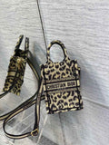 Mini Dior Book Tote Phone Bag S5555 Beige Multicolor Mizza Embroidery