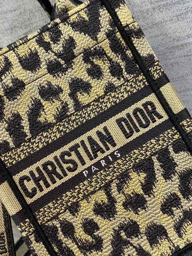 Mini Dior Book Tote Phone Bag S5555 Beige Multicolor Mizza Embroidery