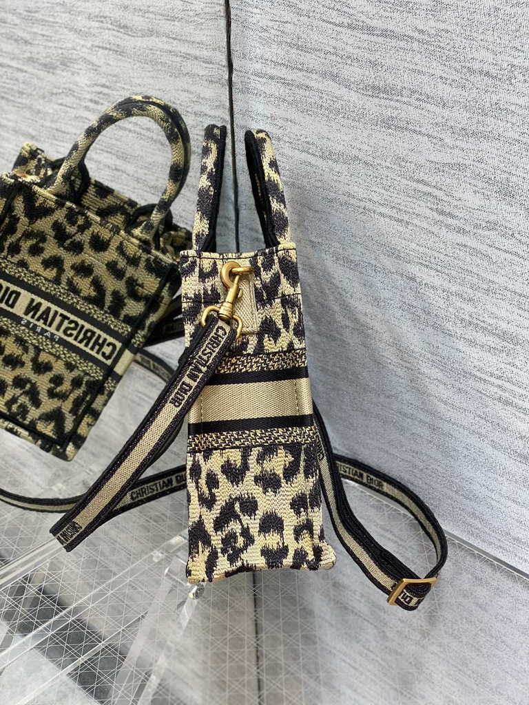 Mini Dior Book Tote Phone Bag S5555 Beige Multicolor Mizza Embroidery