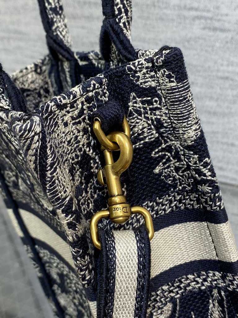 Mini Dior Book Tote Phone Bag S5555 Blue Toile de Jouy Reverse Embroidery