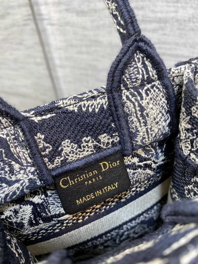 Mini Dior Book Tote Phone Bag S5555 Blue Toile de Jouy Reverse Embroidery