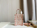 Mini Dior Book Tote Phone Bag S5555 Pink Toile de Jouy Reverse Embroidery