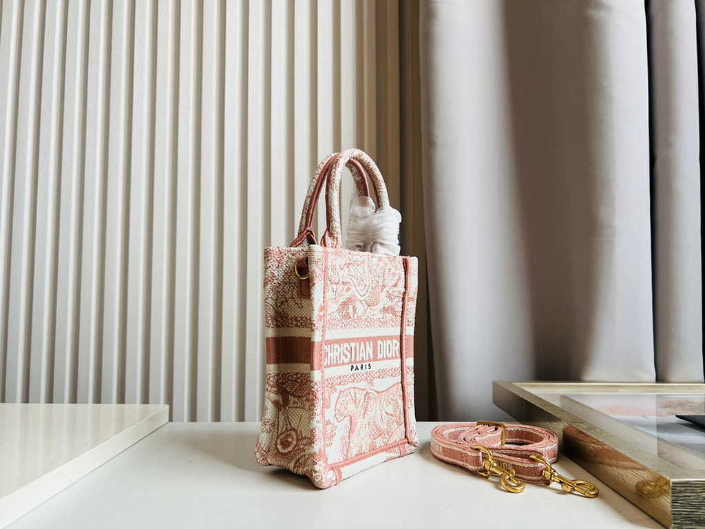Mini Dior Book Tote Phone Bag S5555 Pink Toile de Jouy Reverse Embroidery - Default Title - View 2
