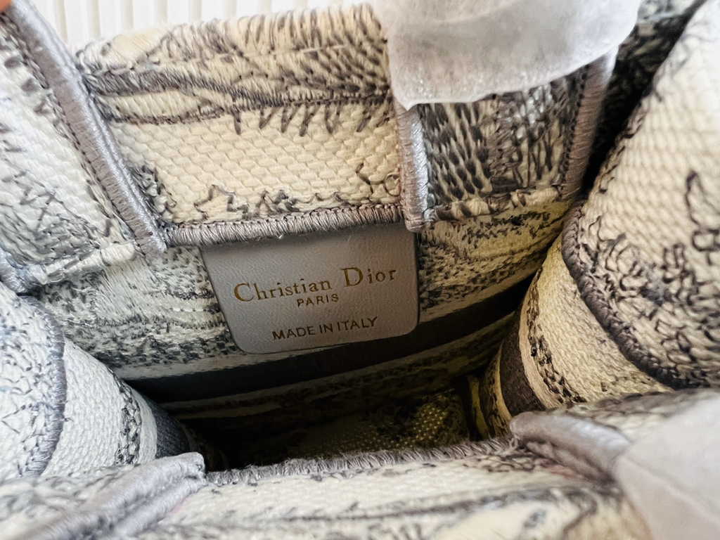 Mini Dior Book Tote Phone Bag S5555 Gray Toile de Jouy Reverse Embroidery