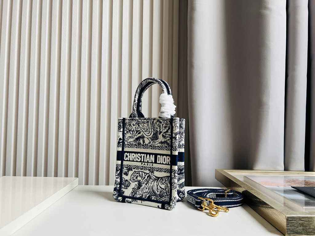 Mini Dior Book Tote Phone Bag S5555 Beige Toile de Jouy Reverse Embroidery