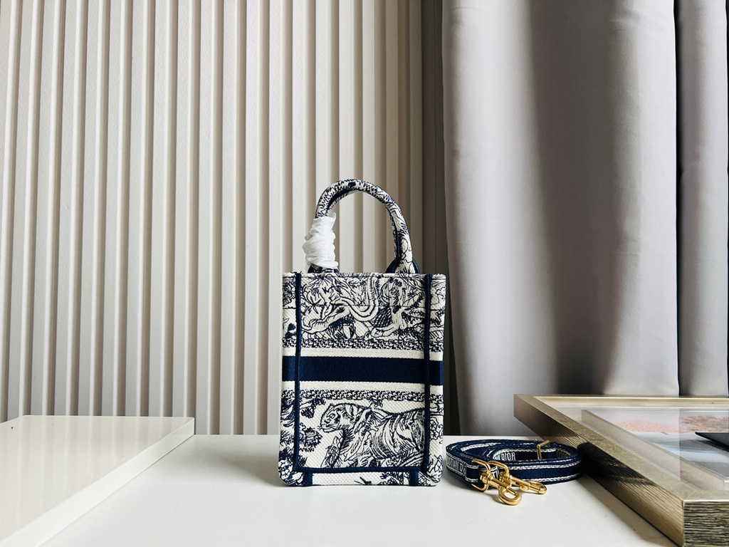 Mini Dior Book Tote Phone Bag S5555 Beige Toile de Jouy Reverse Embroidery