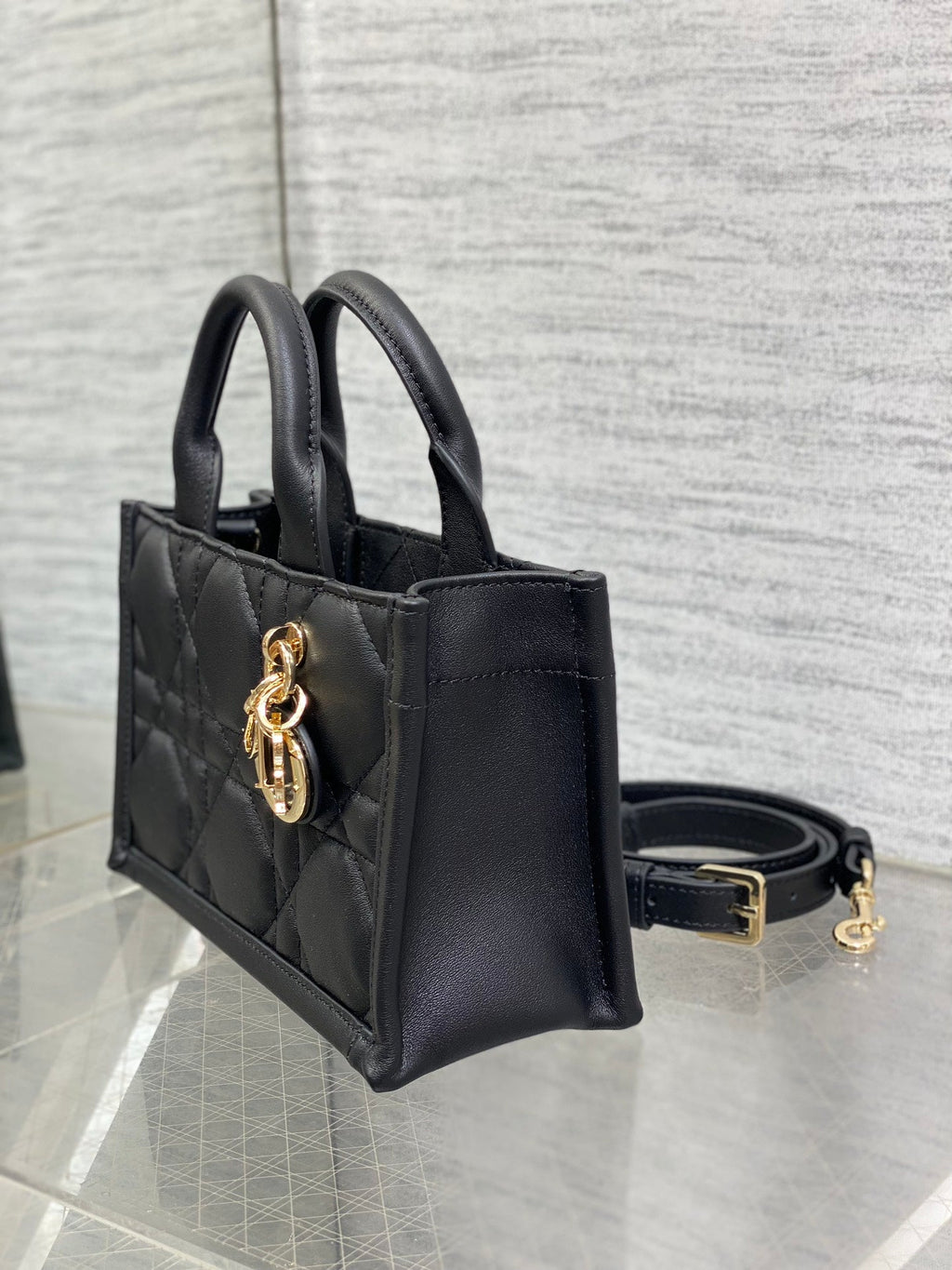 Mini Dior Book Tote S5573 Black Macrocannage Calfskin - Default Title - View 4