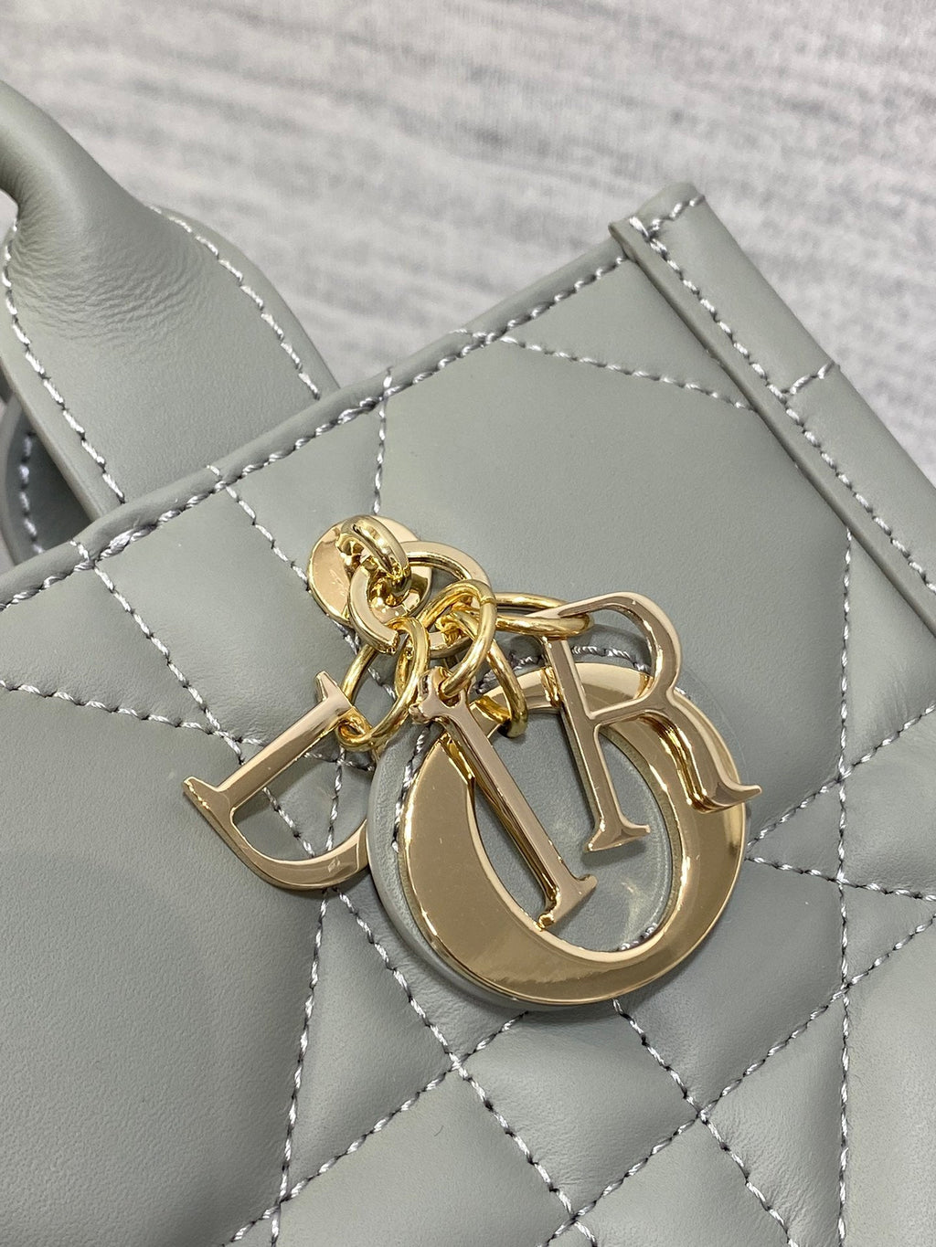Mini Dior Book Tote S5573 Gray Macrocannage Calfskin